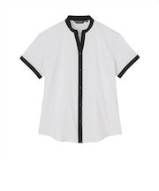【吸水速乾】【COFREX】 配色 スキッパー衿 ブラウス 半袖 レディースデザインシャツ
