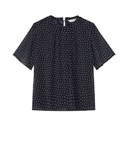 ランダムドット シフォンブラウス 五分袖 レディース