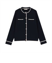 アウター 配色 ニットジャケット レディース