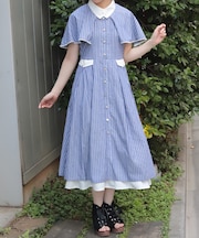 ケープ付きバイカラーワンピース