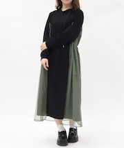 切替パーカーワンピース