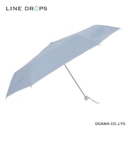 グログランリボン×ステッチ 晴雨兼用折りたたみ傘 ブルーグレー
