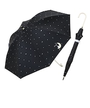長傘 晴雨兼用 プリント日傘 50cm 手開き式 UVカット率99%以上 遮光率99%以上 遮熱効果 はっ水加工 スヌーピー/ブラック 56223