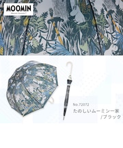 長傘 ビニール傘 雨傘 ムーミン MOOMIN 60cm ジャンプ式 マットクリア ドーム型 深張り 8本骨 たのしいムーミン一家/ブラック 72072