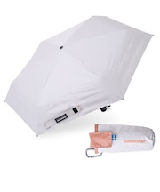 折りたたみ傘 晴雨兼用 innovator 53cm 手開き式 UVカット率100% 遮光率100% 遮熱効果 はっ水加工 コンパクト カラビナ付き バックルパーツ付き ホワイト×オレンジ 18775