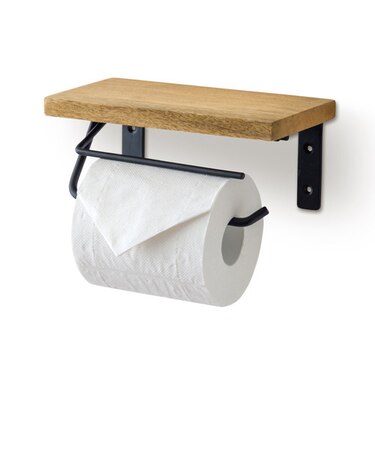 【当商品送料無料】トイレットペーパーホルダー おしゃれ 通販 シングル アイアン 木製 ホルダー シェルフ型 ブラック ホワイト ペーパーホルダー