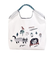 【当該商品送料無料】刺繍 ワッシャーバッグ M アニマル 通販 ワッシャーバック サブバッグ サブバック トート 肩掛け エコバッグ エコバック