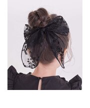 【当該商品送料無料】キッズ ヘアゴム リボン 通販 レース 48182102 ケイティ総レース立体リボンヘアゴム 大きめ 女の子 大人っぽい 卒園式