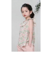 【当該商品送料無料】キッズ ノースリーブ 女の子 通販 タンクトップ 63042301 Tシャツ 半袖 夏服 袖なし フリル 綿 コットン 襟付き