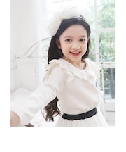 【当該商品送料無料】襟付き カットソー 長袖 キッズ 通販 トップス Tシャツ 女の子 襟あり フリル 子供 こども 子ども フォーマル きれいめ