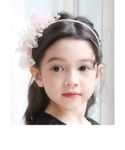【当商品送料無料】Rora カチューシャ キッズ 通販 ウェディング ヘッドドレス 髪飾り ヘアバンド 花 フラワー 細め 細い フォーマル 女の子