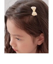 【当商品送料無料】Rora ヘアクリップ キッズ 通販 サラン リボンヘアクリップ ヘアピン 髪飾り 髪留め パール リボン ゴールド 女の子 子供