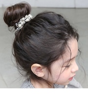 【当商品送料無料】Rora シュシュ キッズ 通販 ルーム 髪飾り お団子 ヘアゴム ポニーテール ツイード パール 女の子 子供 子ども こども