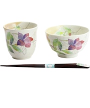 【当商品送料無料】美濃焼 茶碗 湯呑 箸 セット 通販 花ものがたり 和藍 日本製 和食器セット 食器 飯椀 湯呑み お箸 はし 天宝箸 ご飯茶碗