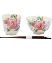 【当商品送料無料】美濃焼 茶碗 湯呑 箸 セット 通販 花ものがたり 和藍 日本製 和食器セット 食器 飯椀 湯呑み お箸 はし 天宝箸 ご飯茶碗