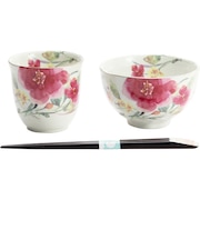 【当商品送料無料】美濃焼 茶碗 湯呑 箸 セット 通販 花ものがたり 和藍 日本製 和食器セット 食器 飯椀 湯呑み お箸 はし 天宝箸 ご飯茶碗