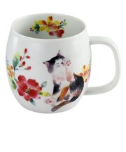 【当商品送料無料】セラミック藍 マグカップ 通販 日本製 マグ カップ 美濃焼 磁器 湯呑み コップ 和食器 食器 にゃん屋 花猫 ネコ ねこ