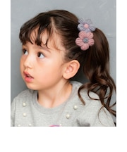 【当商品送料無料】Rora ヘアクリップ キッズ 2個セット 通販 ブルーム ニット お花 フラワー ヘアークリップ 髪どめ 髪留め