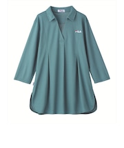 【当商品送料無料】FILA ポロチュニック 通販 チュニック 体型カバー レディース ポロシャツ 七分袖 7分袖 トップス ゆったり ロング丈