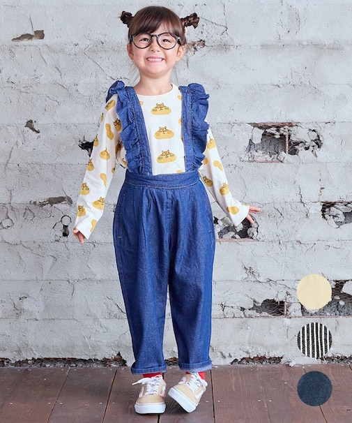 COTTON from U.S.A デニム3WAYフリルサロペット