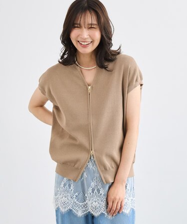 VネックZIPハーフプルオーバー<セットアップ対応>