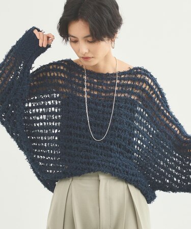 メッシュイージーニット