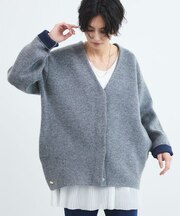 接結配色カーディガン