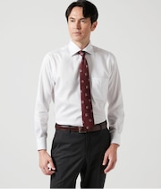NY CARE FREE ヘリンボーン 長袖ワイドスプレッドカラーシャツ