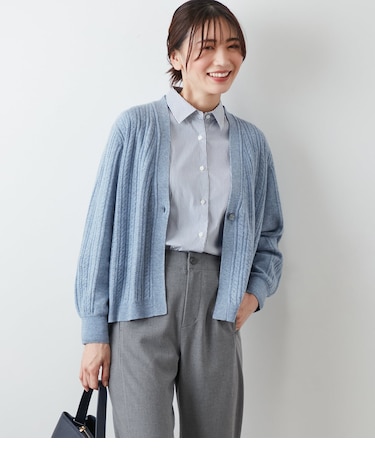 ウールカシミヤ Vネックショートカーディガン