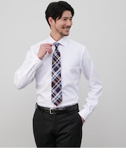 NY CARE FREE・SUPIMA COTTON ツイル 長袖スリムフィット ショートポイントワイドカラーシャツ