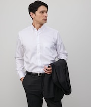 NY CARE FREE・SUPIMA COTTON ヘリンボーン 長袖ボタンダウンシャツ