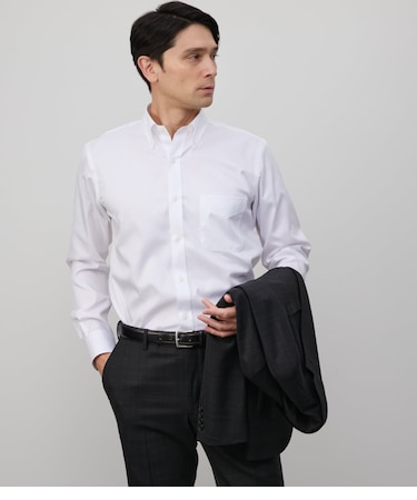 NY CARE FREE・SUPIMA COTTON ヘリンボーン 長袖ボタンダウンシャツ