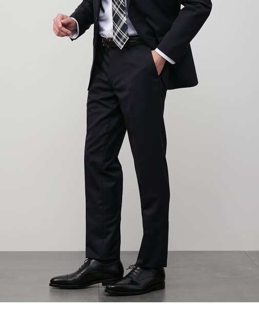 【撥水】SLIM FIT 無地 ノータックスラックス(セットアップ対応)