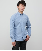 【ストレッチ】ダンガリー 長袖ショートボタンダウンシャツ