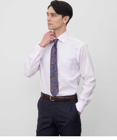 NY CARE FREE・GIZA COTTON ロンドンストライプ 長袖ワイドカラーシャツ