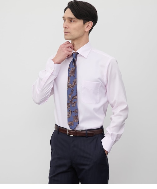 NY CARE FREE・GIZA COTTON ロンドンストライプ 長袖ワイドカラーシャツ