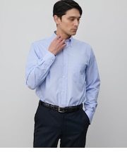 NY CARE FREE・SUPIMA COTTON オルタネイトストライプ 長袖ボタンダウンシャツ