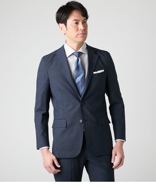 【ストレッチ・防シワ】FLEX COMFORT グレンチェック スーツ