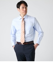 NY CARE FREE ピンチェック 長袖ワイドカラーシャツ