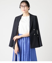 【ウォッシャブル】リネンライクブッチャー ダブルブレストジャケット