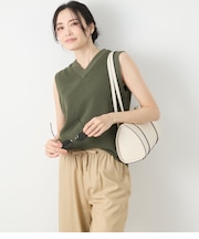 リネンライクワッフル Vネックノースリーブプルオーバー
