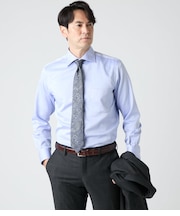NY CARE FREE ヘリンボーン 長袖ワイドカラーシャツ
