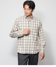 NUANCES COLOR MEASURE CHECK 起毛 ネルチェック 長袖ショートボタンダウンシャツ