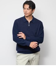 襟付きハーフジップニット