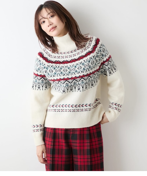 フェアアイル ハイネックニットプルオーバー