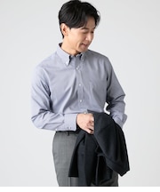 NY CARE FREE ドビー小紋柄 長袖ボタンダウンシャツ