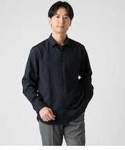 グレンチェック 長袖ショートポイントシャツ