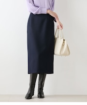 【ストレッチ】ウールブレンドダブルクロス ロングタイトスカート