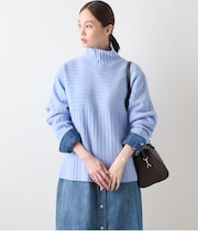 ウールカシミヤ リブハイネックニットプルオーバー