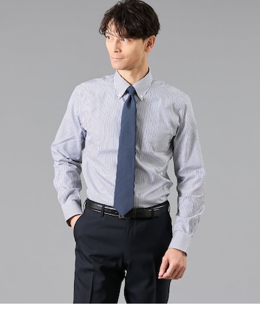 NY CARE FREE・SUPIMA COTTON ロンドンストライプ 長袖ボタンダウンシャツ